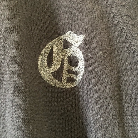 GUESS Black Gray Wool Blend Stripe sleeves Full Zip Sweater Women Small - Picture 2 of 8